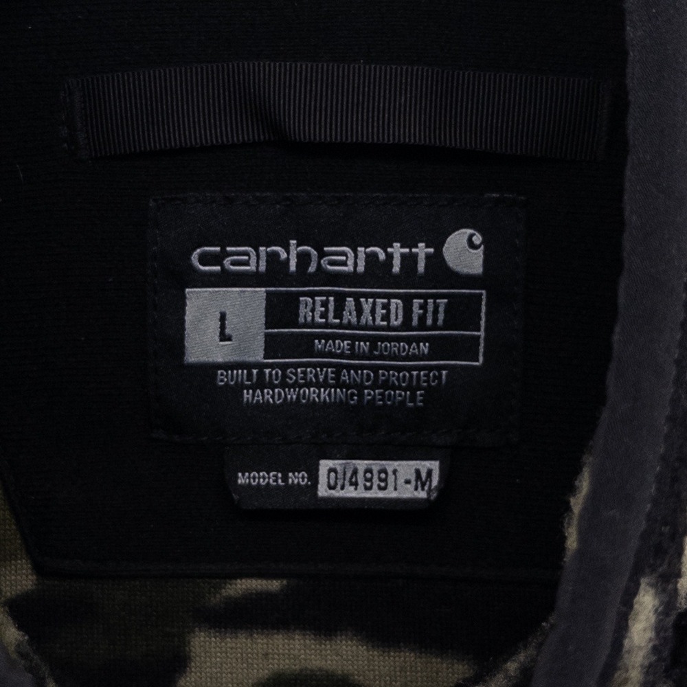 Carhartt Mens Large Fleece Snap Front Jacket Camo Relaxed Fit 104991-M Anorak - Picture 3 of 6
